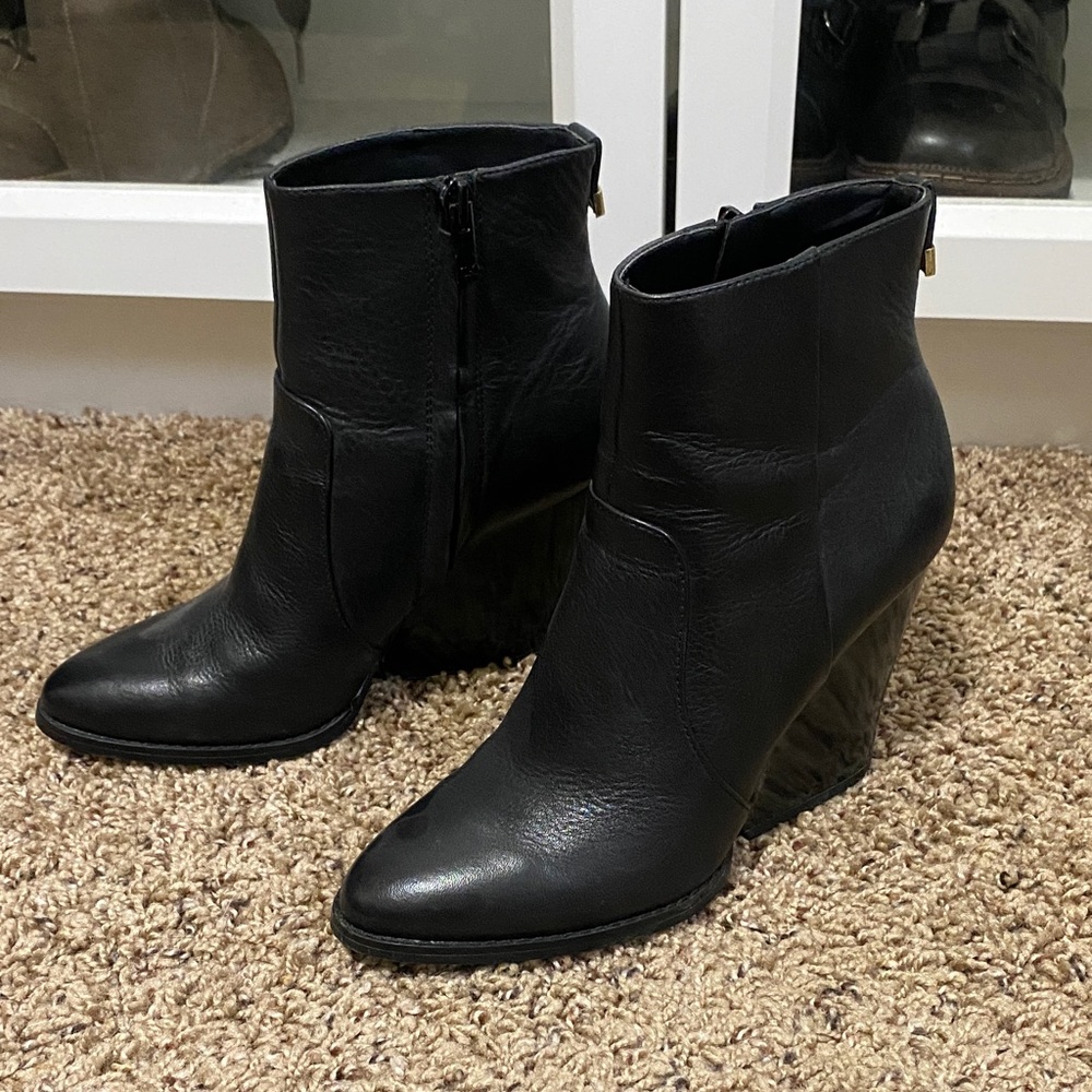 Calvin Klein Black Wedge Ankle Booties